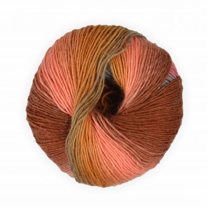 Sockenwolle mixed colors braun aprico 50g - 200 Meter