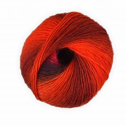 Sockenwolle mixed colors orange rot 50g - 200 Meter