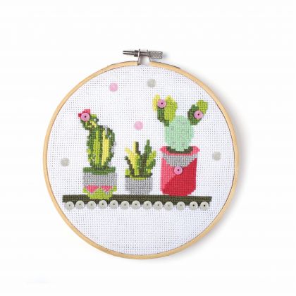 Stickrahmen Bastelset Kaktus mit viel Zubehr