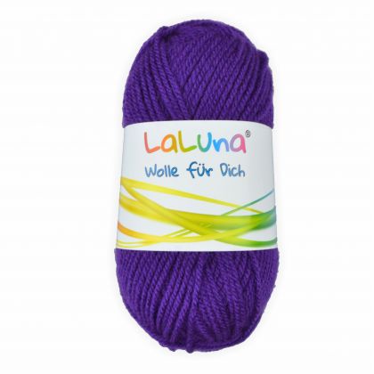 Uni Wolle lila 100 % Polyacryl Wolle 50g - 135m, Garn zum Stricken & Häkeln, Marke: LaLuna®