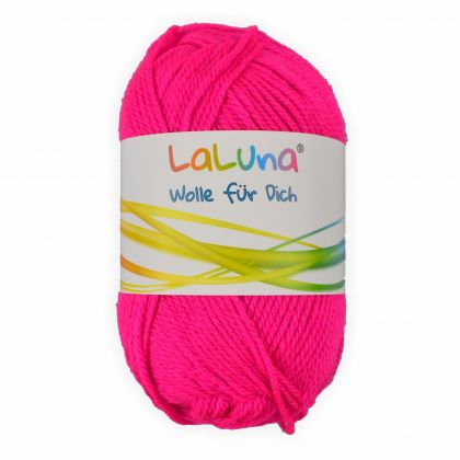 Uni Wolle neon pink 100 % Polyacryl Wolle 50g - 135m, Garn zum Stricken & Hkeln, Marke: LaLuna