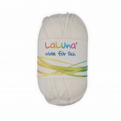 Uni Wolle weiss 100 % Polyacryl Wolle 50g - 135m, Garn zum Stricken & Hkeln, Marke: LaLuna