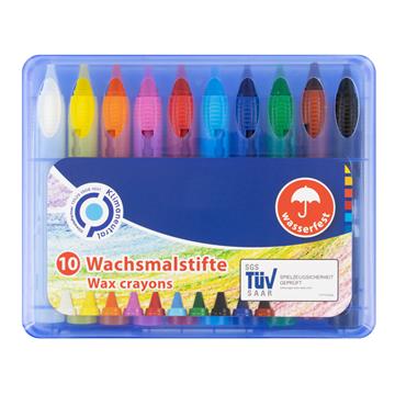 Wachsmalstifte, wasserfest, 10 Stück in einer Box, ideal für Kindergarten, Schule und Zuhause