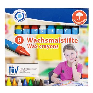 Wachsmalstifte, wasserfest, 8 Stck mit Papierbanderole fr saubere Finger, ideal fr Kindergarten, Schule und Zuhause
